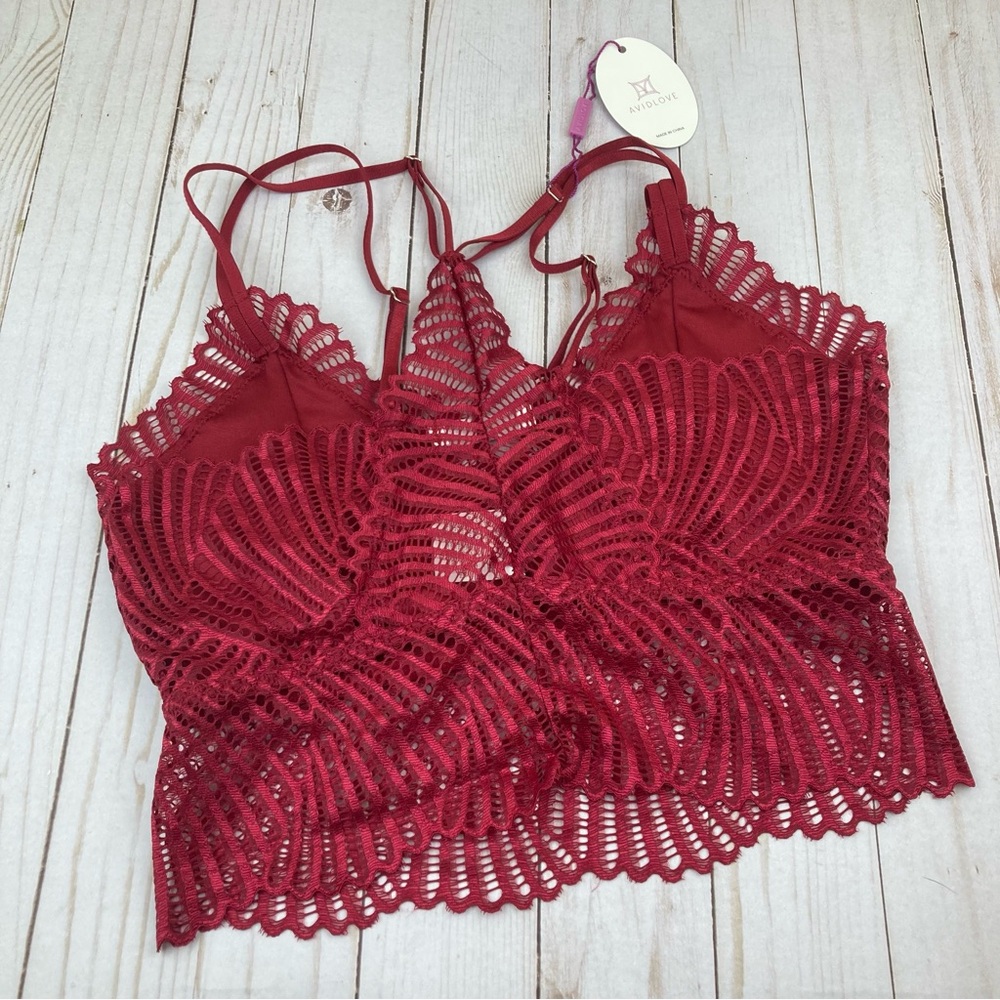 NWT Avidlove Lace Bralette Red S B005 - Picture 3 of 3